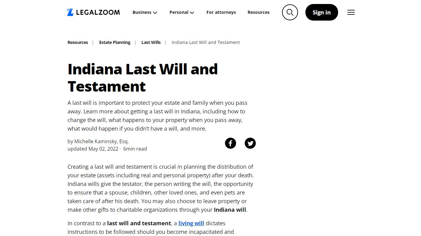 Indiana Last Will and Testament | LegalZoom